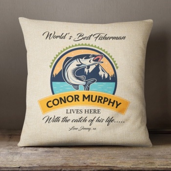 Luxury Personalised Cushion - Inner Pad Included - Worlds best fisherman